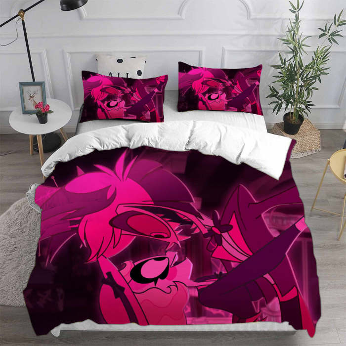 Hazbin El Alastor Cosplay Bedding Set Duvet Cover Pillowcases Halloween Home Decor
