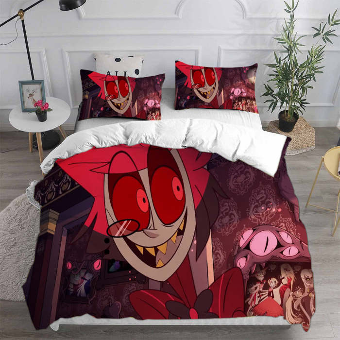 Hazbin El Alastor Cosplay Bedding Set Duvet Cover Pillowcases Halloween Home Decor