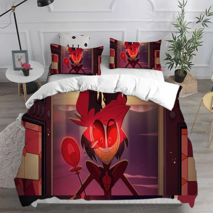 Hazbin El Alastor Cosplay Bedding Set Duvet Cover Pillowcases Halloween Home Decor