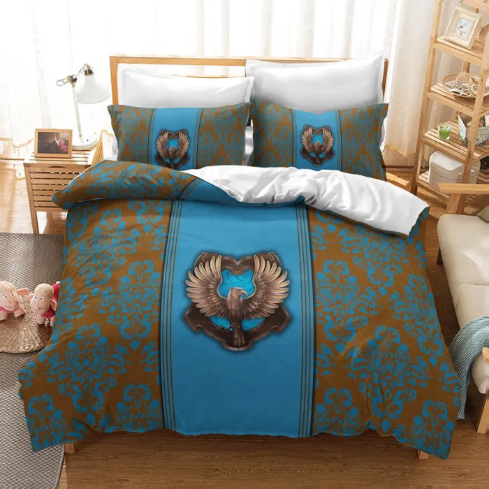 Harry Potter Hogwarts Cosplay Bedding Set Duvet Cover Pillowcases Halloween Home Decor