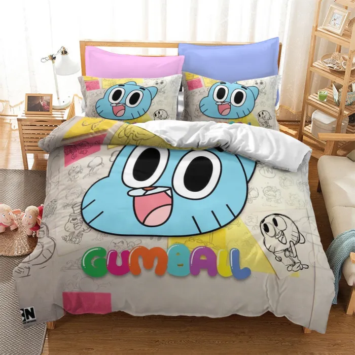 The Amazing World Of Gumball Cosplay Bedding Set Duvet Cover Pillowcases Halloween Home Decor