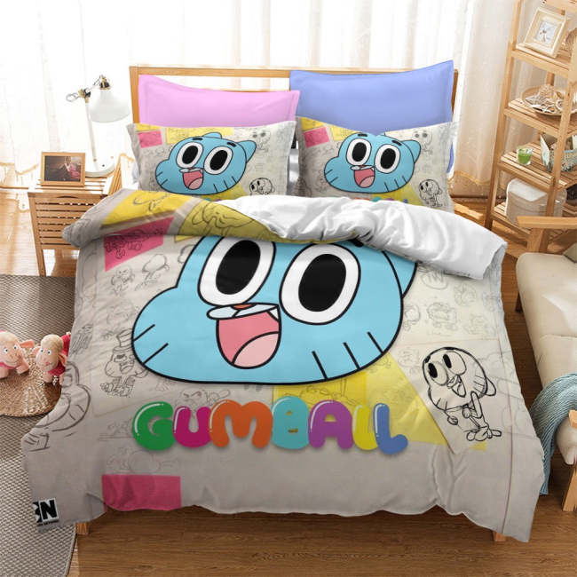 The Amazing World Of Gumball Cosplay Bedding Set Duvet Cover Pillowcases Halloween Home Decor