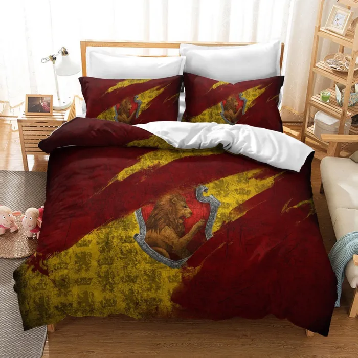 Harry Potter Hogwarts Cosplay Bedding Set Duvet Cover Pillowcases Halloween Home Decor
