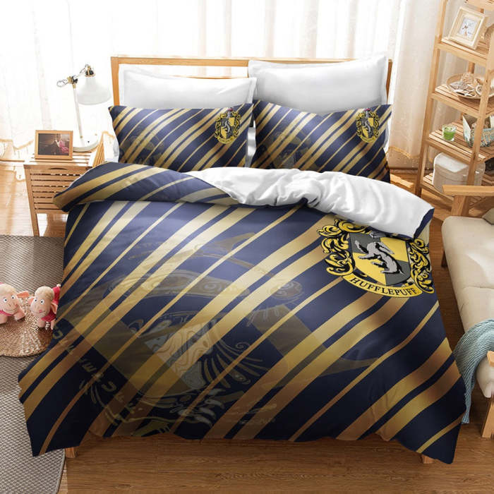 Harry Potter Hogwarts Cosplay Bedding Set Duvet Cover Pillowcases Halloween Home Decor