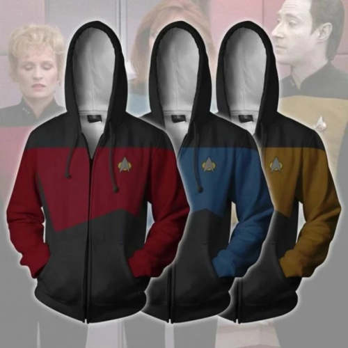 Star Trek Tng The Next Generation Hoodies Red Yellow Blue Jacket Coat Man Women Halloween Cosplay Costume
