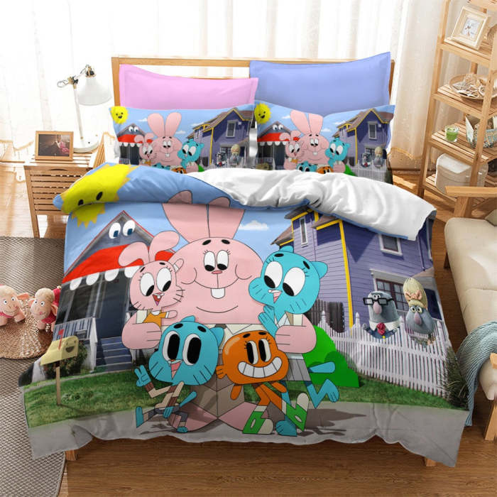 The Amazing World Of Gumball Cosplay Bedding Set Duvet Cover Pillowcases Halloween Home Decor