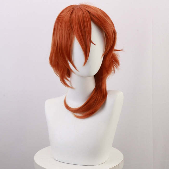 Anime Bungo Stray Dogs Chuya Nakahara Chuuya Cosplay Orange Heat Resistant Synthetic Hair Wigs + Wig Cap Accessories
