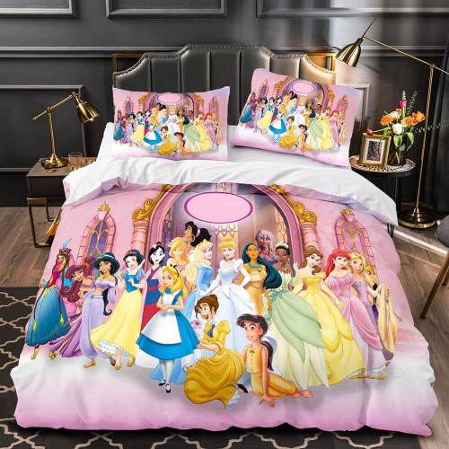 Princess Snow White Cinderella Rapunzel Merida Bedding Set Duvet Cover