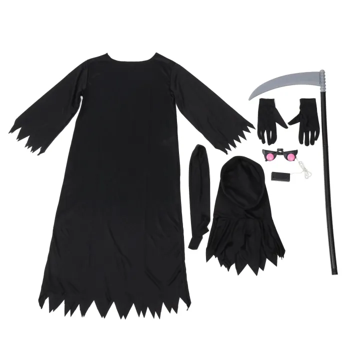 Horrible Grim Reaper Costume Glow In The Dark Scythe Luminous Glasses Full Sets Halloween Costume For Kids