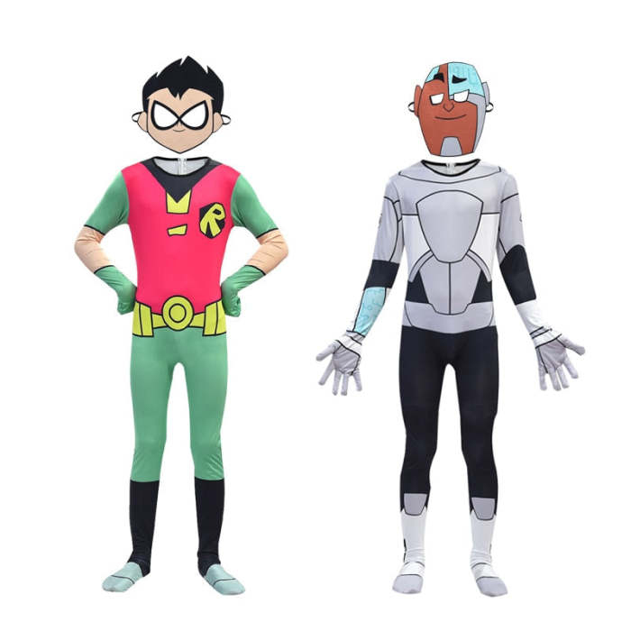 Teen Titans Go Costume Cosplay Superhero Robin Cyborg Costume Children Full Sets Halloween Costume For Kids