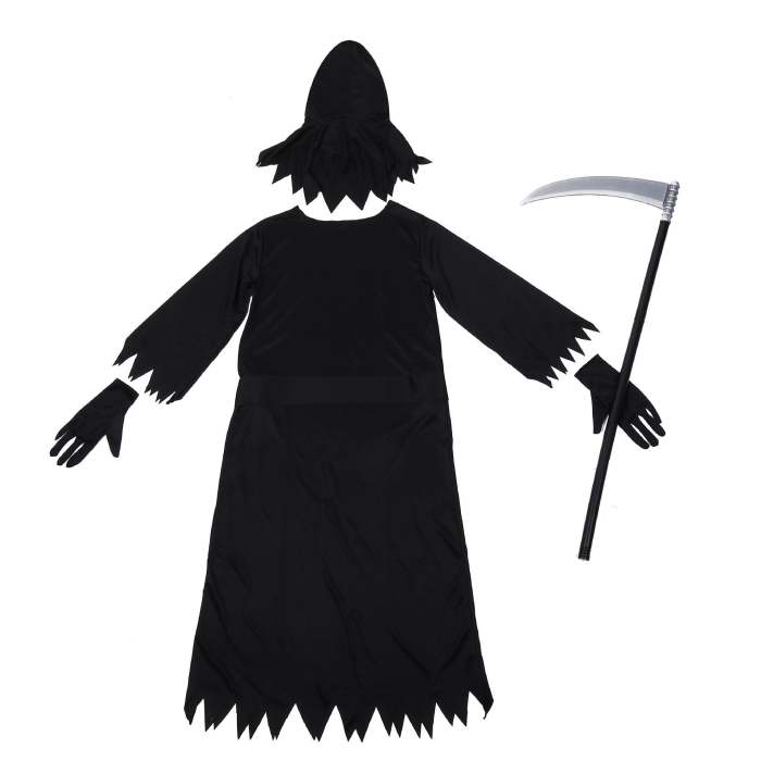 Horrible Grim Reaper Costume Glow In The Dark Scythe Luminous Glasses Full Sets Halloween Costume For Kids
