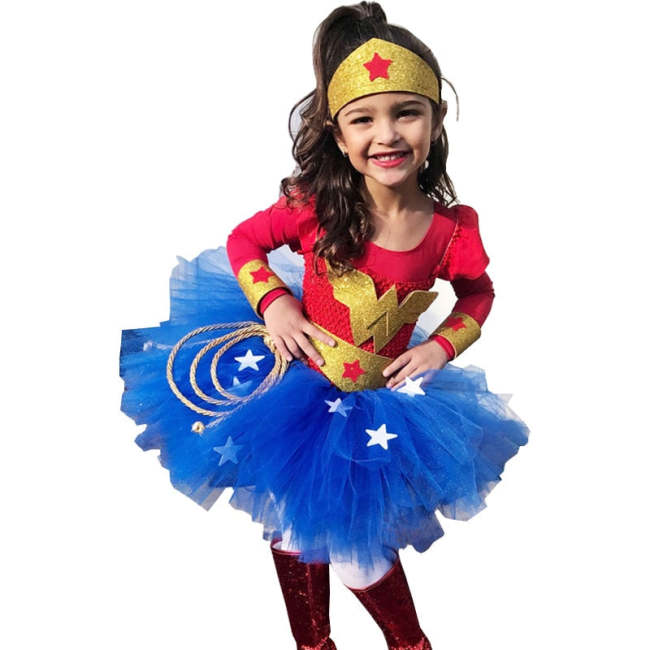 Wonder Girl Costume Dress Superhero Children Halloween Costume For Kids