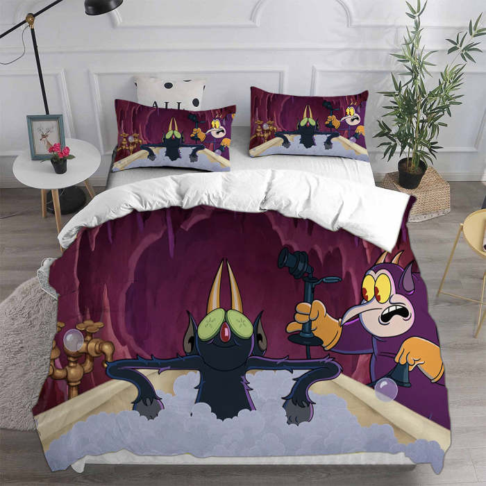 The Cuphead Show Cosplay Bedding Set Duvet Cover Pillowcases Halloween Home Decor