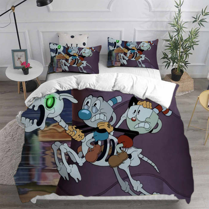 The Cuphead Show Cosplay Bedding Set Duvet Cover Pillowcases Halloween Home Decor