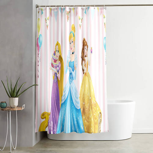  Princess Bathroom Shower Curtain 180X180Cm With 12 Hooks