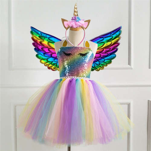 Unicorn Girls Candy Princess Tutu Birthday Dress Christmas Halloween Costume For Kids
