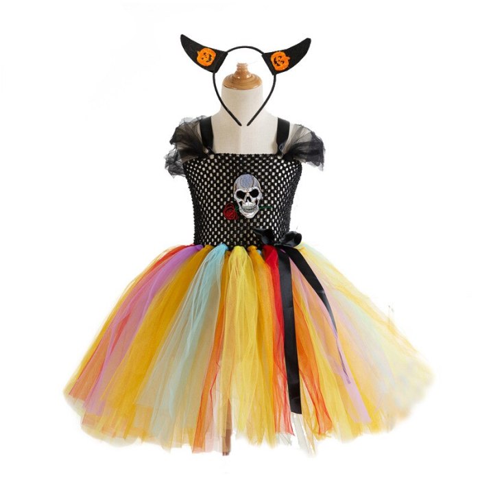 Skull Pumpkin Costume Cosplay Dress For Girls Halloween Costume For Kids Carnival Performance Party Suit