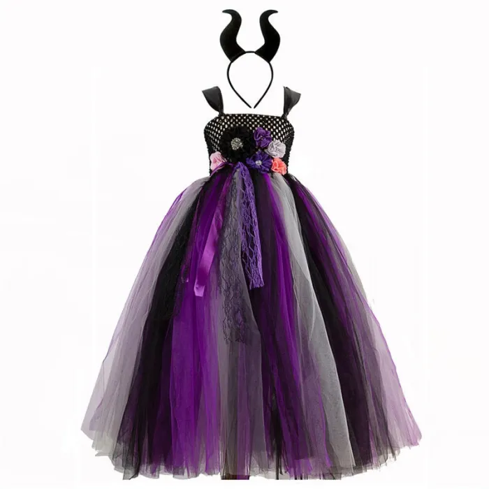Witch Dress Girls Halloween Costume For Kids Tutu Dress