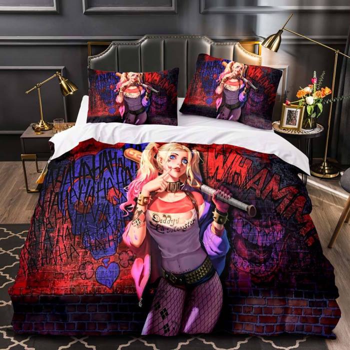 Joker Suicide Squad Harley Quinn Bedding Set Quilt Duvet Cover Sets