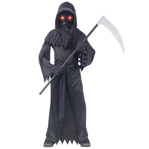 Horrible Grim Reaper Costume Glow In The Dark Scythe Luminous Glasses Full Sets Halloween Costume For Kids