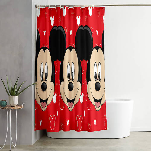 Disney Mickey Mouse Bathroom Shower Curtain 72 X 72 Inch With 12 Hooks