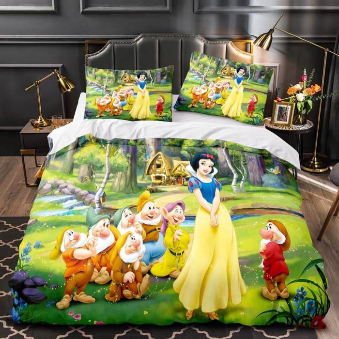 Princess Snow White Cinderella Rapunzel Merida Bedding Set Duvet Cover
