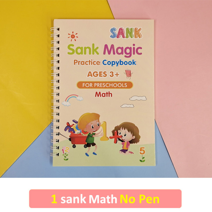 4 Magic Copybooks Children's Toy Writing Reusable Free Wiping English Maths Drawing Children's Toy Writing Practice Copy Book