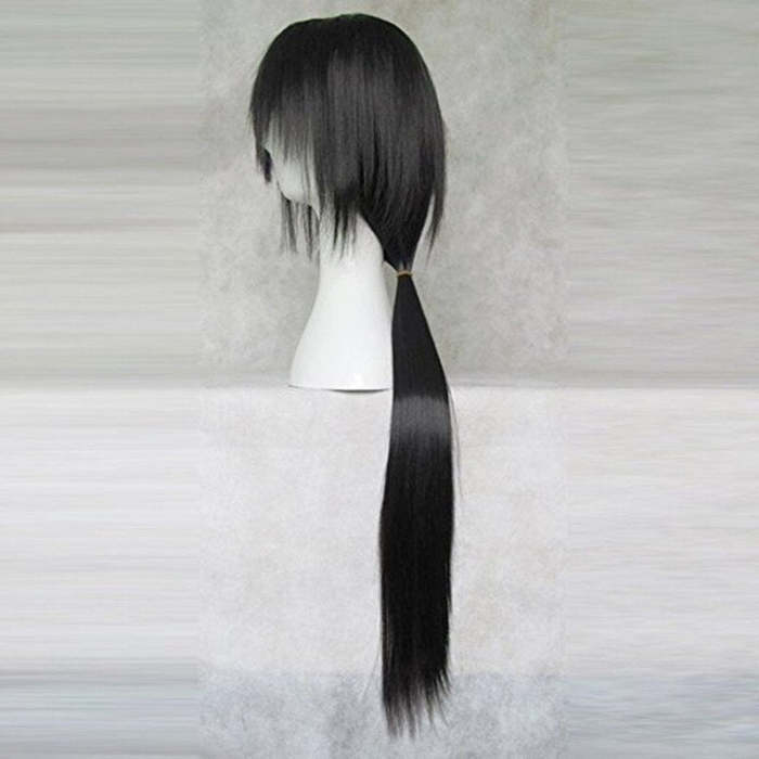 80Cm Long Synthetic Cosplay Skunks Aph Black Aph Yao Uchiha Itachi Costume Wigs + Wig Cap