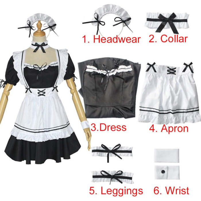 Anime Cafe Maid Cosplay Dress Halloween Carnival Costume For Woman Loli Size S-Xxxl