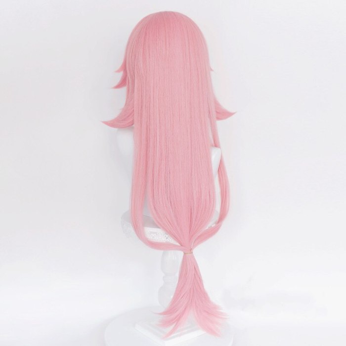 Genshin Impact Yae Guuji Cosplay 85Cm Pink Cosplay Anime Cosplay Heat Resistant Synthetic Hair Wigs + Wig Cap