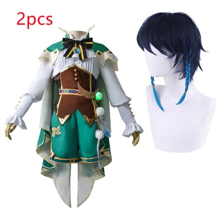Venti Costume Game Genshin Impact Anime Cosplay Accessories Props Wig Cloak Suit Halloween Gift