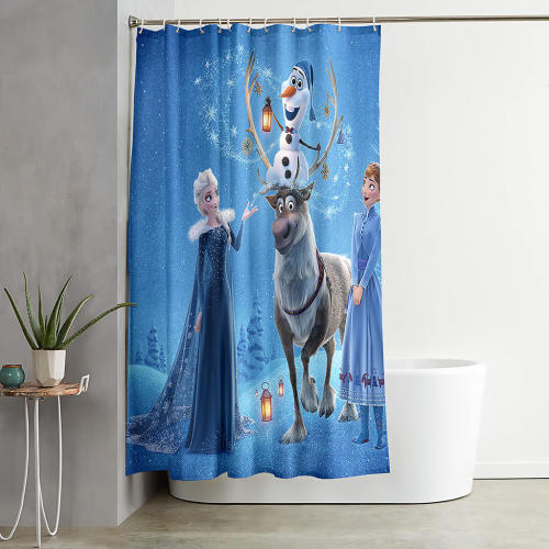  Frozen Elsa Bathroom Shower Curtain 180X180Cm With 12 Hooks