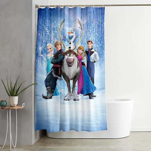  Frozen Bathroom Shower Curtain 180X180Cm With 12 Hooks