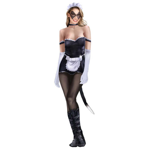 Catwoman Cat Girls Maid Cosplay Jumpsuit Bodysuit Costume Halloween Carnival Suit