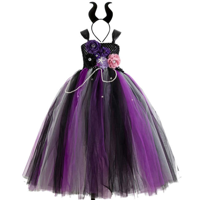 Witch Costume Girls Tutu Mesh Dress Halloween Costume For Kids Full Sets