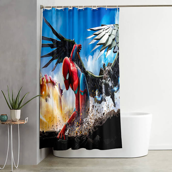 Spider Man Bathroom Shower Curtain 180X180Cm With 12 Hooks