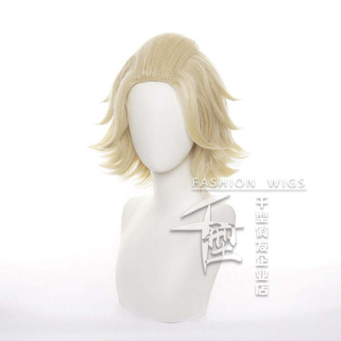 Anime Tokyo Revengers Manjiro Sano Golden Wavy Heat Resistant Synthetic Hair Cosplay Wig + Wig Cap