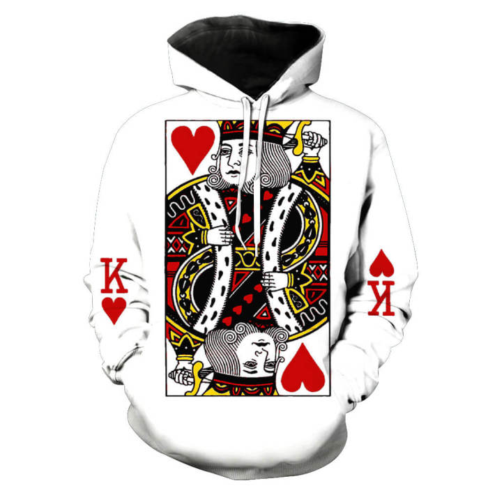 Playing Cards Hearts K White Unisex Adult Cosplay 3D Print Jacket Sweatshirt