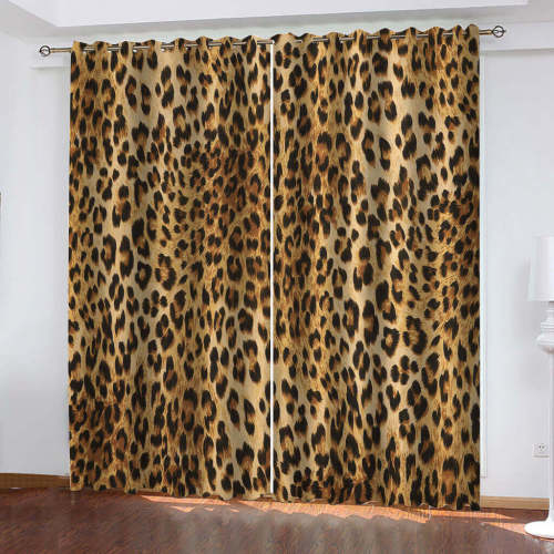 Leopard Print Curtains Cosplay Blackout Window Drapes Room Decoration