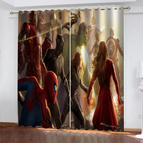 Cartoon The Avengers Curtains Cosplay Blackout Window Drapes Decoration