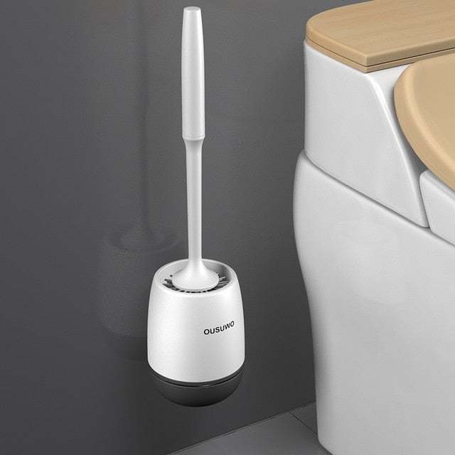 Gesew Tpr Silicone Head Toilet Brush Quick Draining Clean Tool Wall-Mount Or Floor-Standing Cleaning Brush Bathroom Accessories