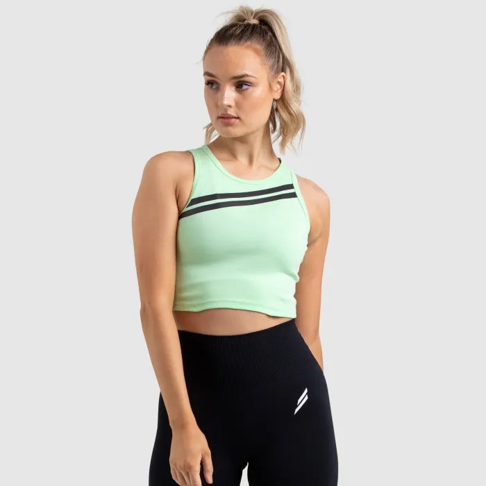 Dual Stripe Cropped Tank - Lime