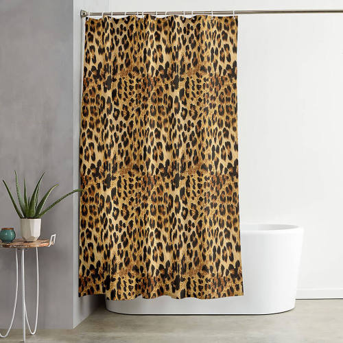 Leopard Print Shower Curtain Bathroom Curtains 180X180Cm With Hooks