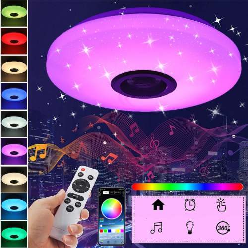 60W Rgb Dimmable Music Ceiling Lamp Remote&App Control Ceiling Lights Ac180-265V For Home Bluetooth Speaker Lightingfixture