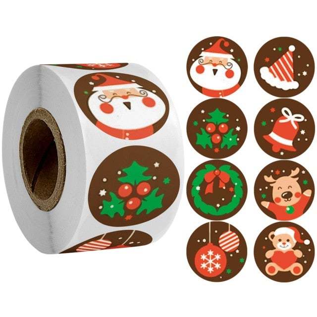 100-500Pcs 6 Designs 1 Inch Christmas Theme Seal Labels Stickers For Diy Gift Baking Package Envelope Stationery Decoration