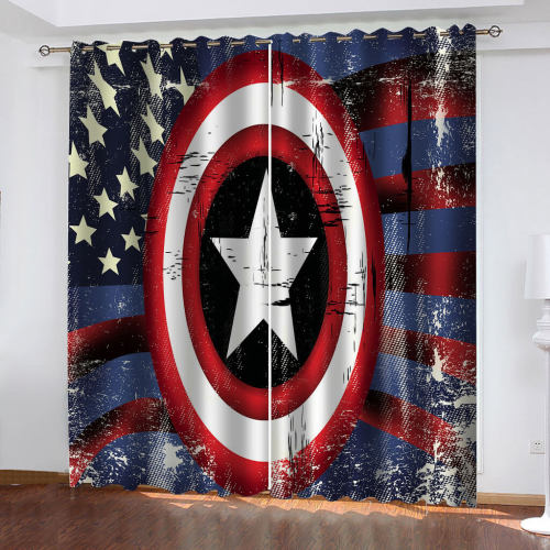 Captain America Curtains Cosplay Blackout Window Drapes Room Decoration