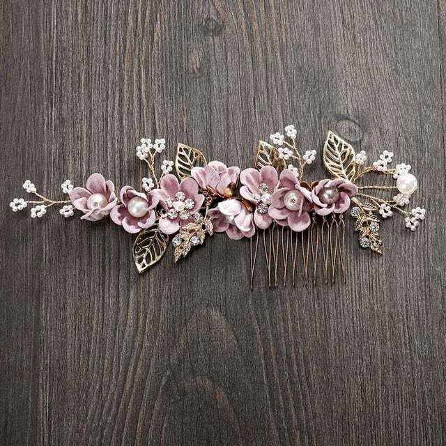 Molans Luxury Hairpin For Women Hair Combs Headdress Prom Bridal Wedding Crown Elegant Hair Accessories Gold Leaves Headwear 1Pc