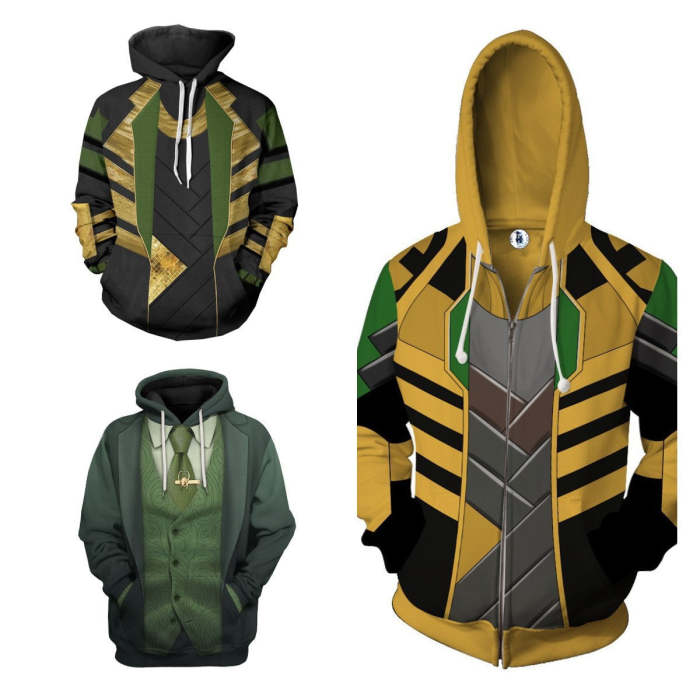 Loki Season 1 Hoodie Sweater Jacket Cosplay Costume For Adult