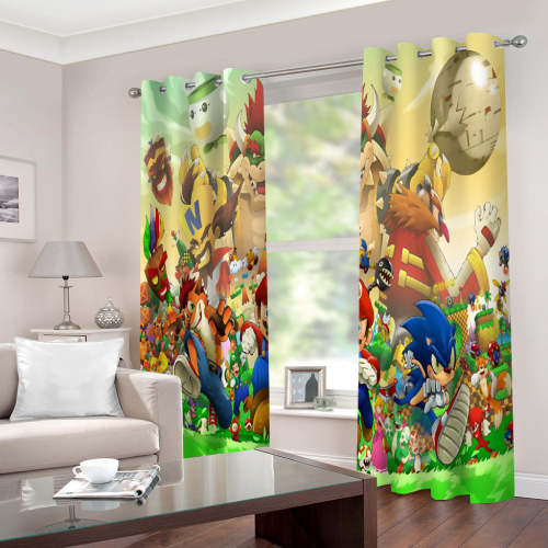 Super Mario Curtains Cosplay Blackout Window Drapes Room Decoration