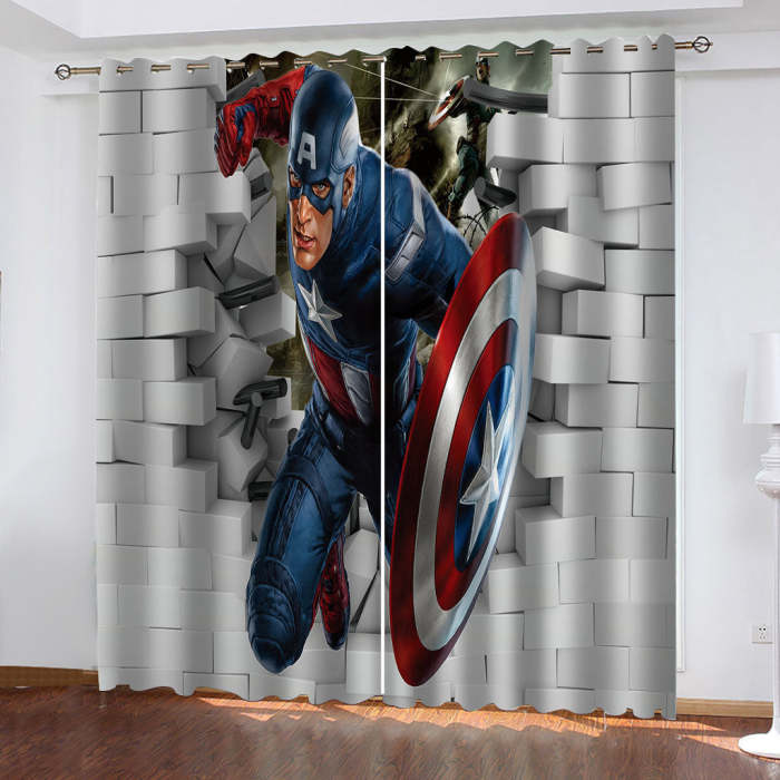 The Captain America Curtains Cosplay Blackout Window Drapes Decoration